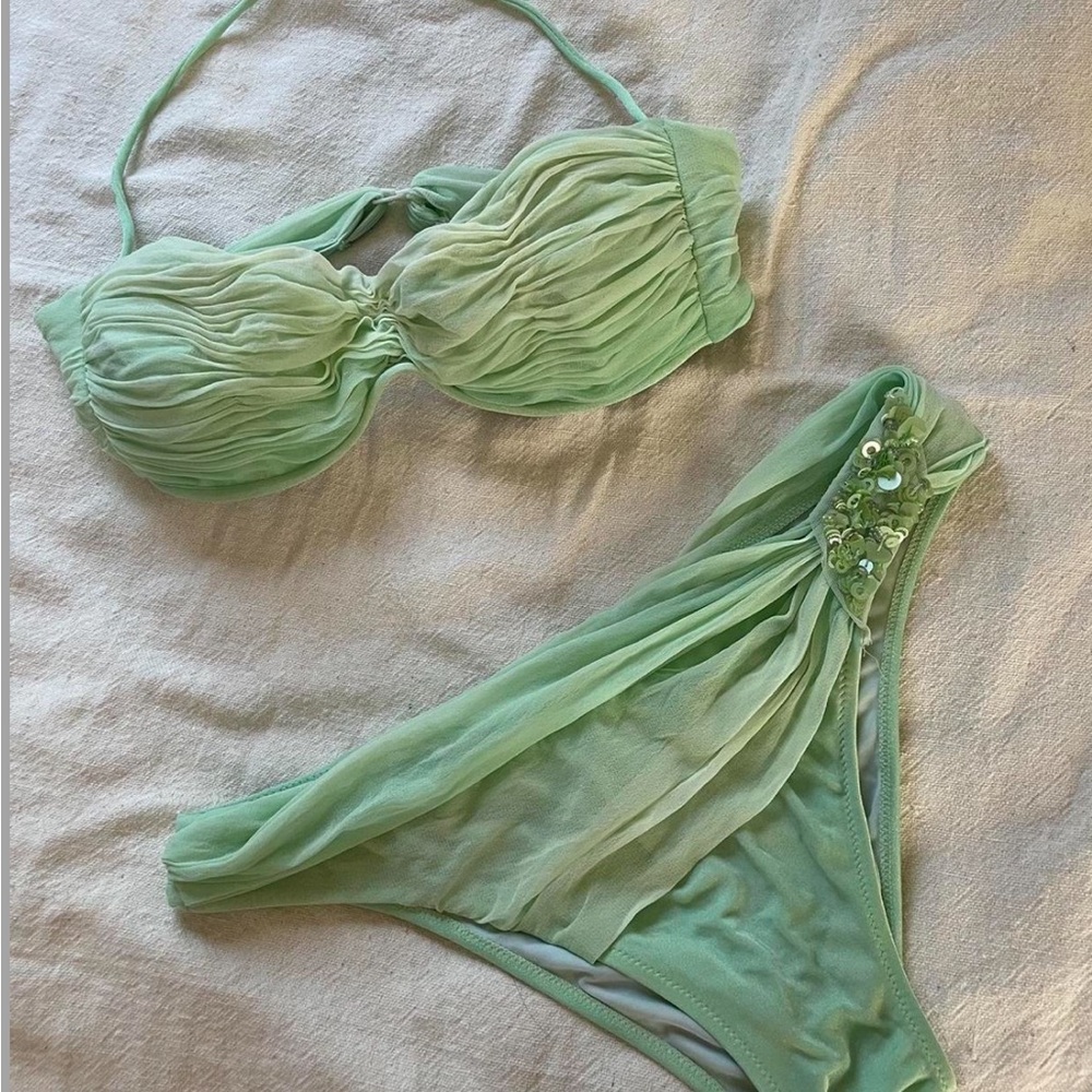 La Perla mint green beaded vintage bikini